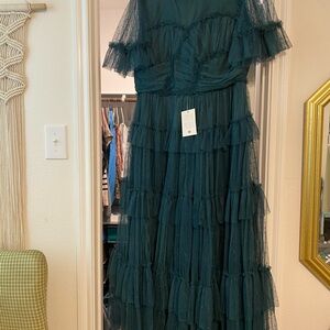 Elegant Emerald Green Tiered Gown